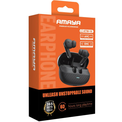 Бездротові TWS навушники Amaya ATW-18 ANC+ENC Black Бездротові TWS навушники Amaya ATW-18 ANC+ENC Black