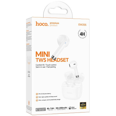 Бездротові TWS навушники Hoco EW205 Peaceful White