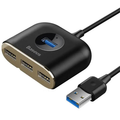 Перехідник HUB Baseus Square round 4-in-1 UBS3.0 1m (CAHUB-AY) Black