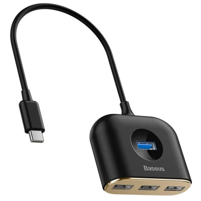 Перехідник HUB Baseus Square round 4-in-1 UBS3.0 1m (CAHUB-AY) Black