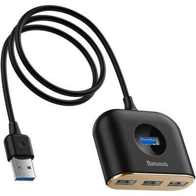 Перехідник HUB Baseus Square round 4-in-1 UBS3.0 1m (CAHUB-AY) Black