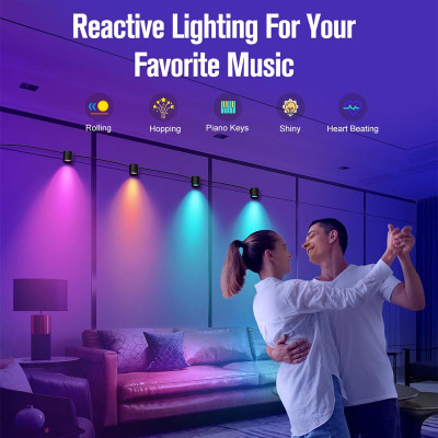 Настінна LED лампа RGB Intelligent wall lamp 4 pcs with Bluetooth European plug with app Black Настінна LED лампа RGB Intelligent wall lamp 4 pcs with Bluetooth European plug with app Black
