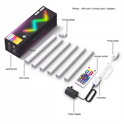 Настінний світильник Lines SAL-013B Bluetooth USB interface with app (6+1 pcs) White Настінний світильник Lines SAL-013B Bluetooth USB interface with app (6+1 pcs) White