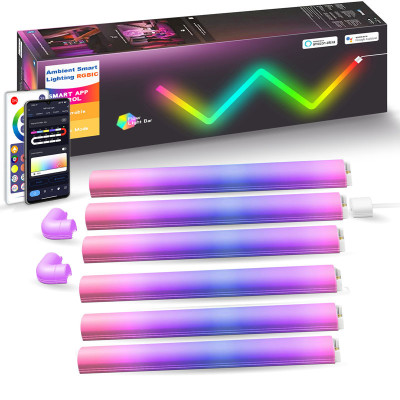 Настінний світильник Lines SAL-013B Bluetooth USB interface with app (6+2 pcs) White