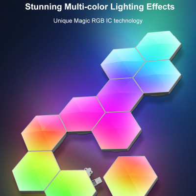 Модульный настінний світильник LED RGB 5V соты SAL-011B 6pcs Bluetooth USB with app White Модульный настінний світильник LED RGB 5V соты SAL-011B 6pcs Bluetooth USB with app White