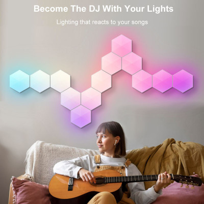 Модульный настінний світильник LED RGB 5V соты SAL-011B 6pcs Bluetooth USB with app White Модульный настінний світильник LED RGB 5V соты SAL-011B 6pcs Bluetooth USB with app White