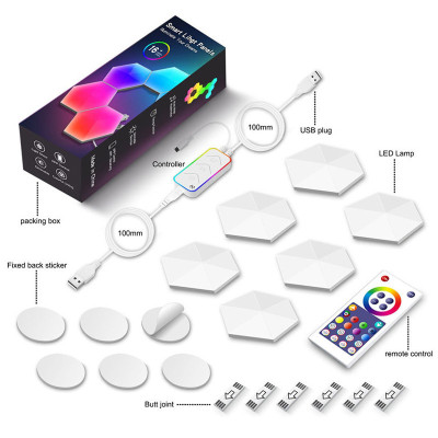 Модульный настінний світильник LED RGB 5V соты SAL-011B 6pcs Bluetooth USB with app White Модульный настінний світильник LED RGB 5V соты SAL-011B 6pcs Bluetooth USB with app White