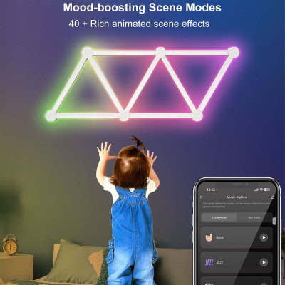 Модульный настінний світильник LED RGB 5V SAL-014B 9pcs Bluetooth USB with app White Модульный настінний світильник LED RGB 5V SAL-014B 9pcs Bluetooth USB with app White