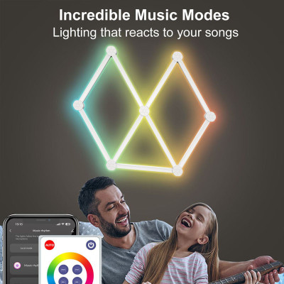 Модульный настінний світильник LED RGB 5V SAL-014B 9pcs Bluetooth USB with app White Модульный настінний світильник LED RGB 5V SAL-014B 9pcs Bluetooth USB with app White