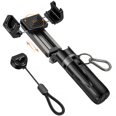 Монопод для селфі Hoco K27 mini трипод + знімний BT пульт Black Монопод для селфі Hoco K27 mini трипод + знімний BT пульт Black