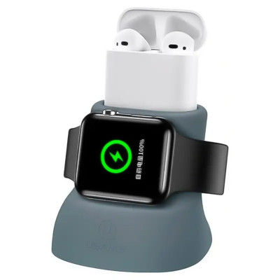 Силіконова підставка для заряджання Usams US-ZJ051 2in1 Grey