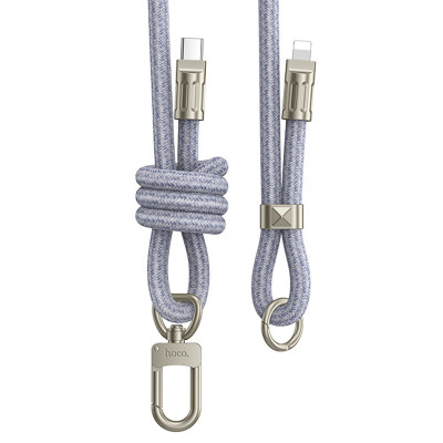 Дата кабель-шнурок Hoco GH7 Elegant Type-C to Lightning (1.8m) Denim Blue