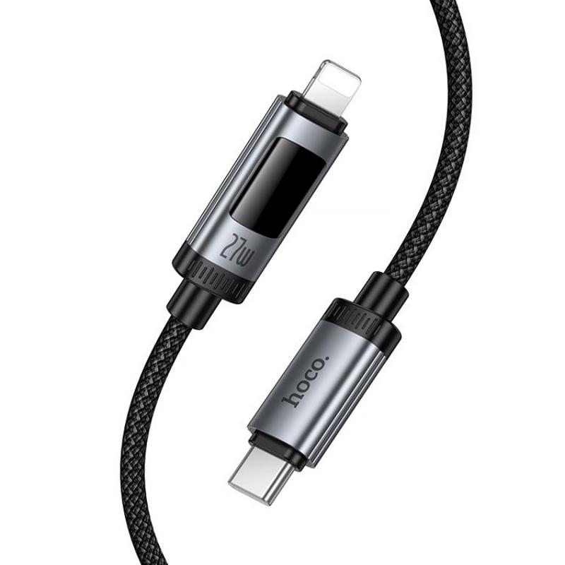 Дата кабель Hoco U148 Lord with display Type-C to Lightning 27W (1.2m) Black