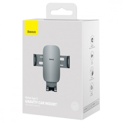Автотримач Baseus Metal Age 2 Gravity Car Mount (Air Outlet Version) (SUJS00001) Dark Grey Автотримач Baseus Metal Age 2 Gravity Car Mount (Air Outlet Version) (SUJS00001) Dark Grey