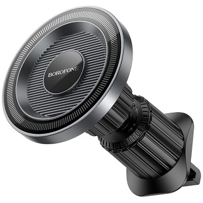 Автотримач Borofone BH122 Profit ring magnetic (air outlet) Black / Metal gray