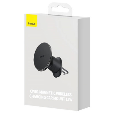 Автотримач з БЗП Baseus CW01 Magnetic 15W (air outlet) (C40141001111) Cluster Black Автотримач з БЗП Baseus CW01 Magnetic 15W (air outlet) (C40141001111) Cluster Black