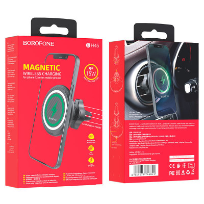 Автотримач з БЗП Borofone BH45 магнітний (PD 15W) Чорний