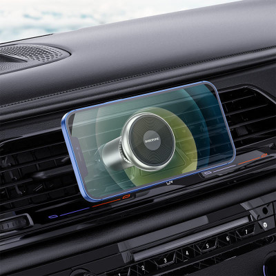 Автотримач Borofone BH47 Cool move air outlet magnetic (extended version) Black / Silver