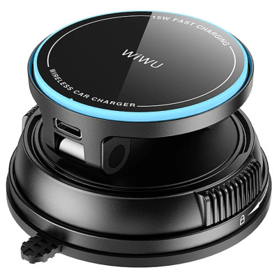 Автотримач з БЗП WIWU CH-326 Universal Vacuum Suction Magnetic 15W Black Автотримач з БЗП WIWU CH-326 Universal Vacuum Suction Magnetic 15W Black