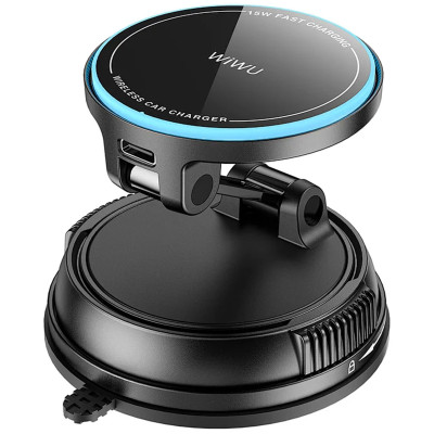 Автотримач з БЗП WIWU CH-326 Universal Vacuum Suction Magnetic 15W Black Автотримач з БЗП WIWU CH-326 Universal Vacuum Suction Magnetic 15W Black