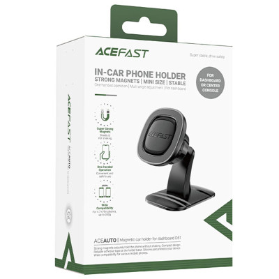 Автотримач Acefast D51 Magnetic Wireless Black Автотримач Acefast D51 Magnetic Wireless Black