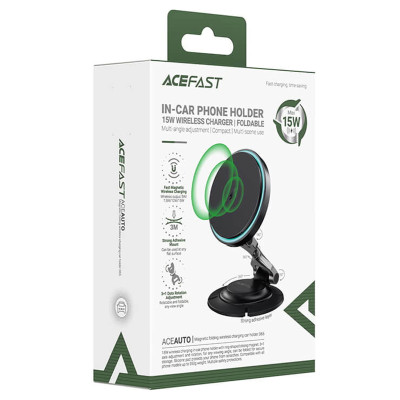 Автотримач з БЗП Acefast D65 Magnetic Wireless Charging 15W Black
