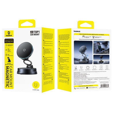 Автотримач з БЗП Baseus PrimeTrip VC2 Flex Pro Magnetic Wireless Charging (C0013F) Cosmic Black Автотримач з БЗП Baseus PrimeTrip VC2 Flex Pro Magnetic Wireless Charging (C0013F) Cosmic Black
