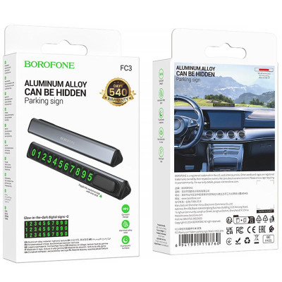 Автовізитка Borofone FC3 Ronny Black / Metal gray Автовізитка Borofone FC3 Ronny Black / Metal gray