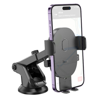 Автотримач Hoco H19 Mighty one-button (center console) Black