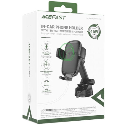Автотримач з БЗП Acefast D49 Wireless Charging 15W Black Автотримач з БЗП Acefast D49 Wireless Charging 15W Black