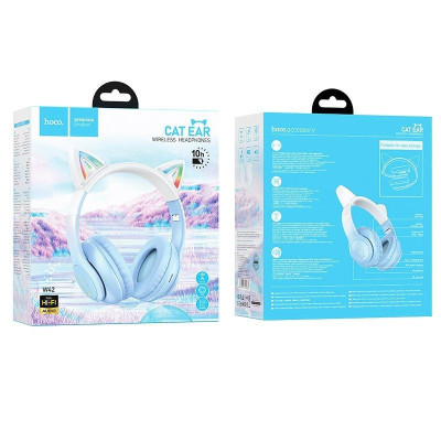 Накладні бездротові навушники Hoco W42 Cat Crystal Blue