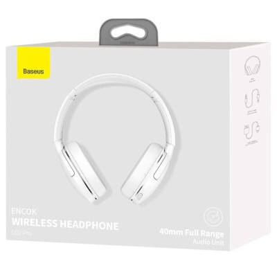 Накладні бездротові навушники Baseus Encok Wireless headphone D02 Pro (NGTD01030) White Накладні бездротові навушники Baseus Encok Wireless headphone D02 Pro (NGTD01030) White