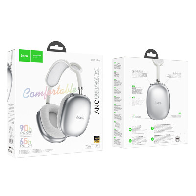 Накладні бездротові навушники Hoco W55 Plus Happiness ANC noise reduction Silver