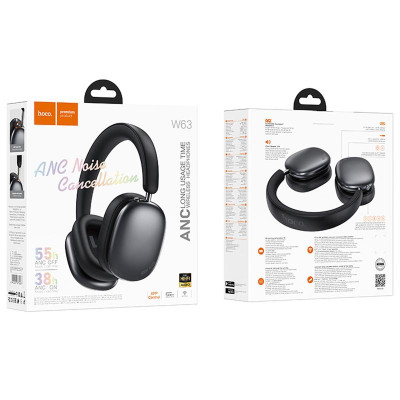 Накладні бездротові навушники Hoco W63 Triunfo ANC Black