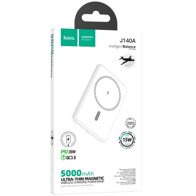 Портативний ЗП Power Bank Hoco J140A Tony ultra-thin PD20W з БЗП 5000 mAh White