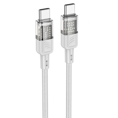Дата кабель Hoco U129 Spirit Transparent Type-C to Type-C 60W (1.2m) Gray