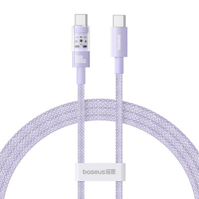 Дата кабель Baseus Gem Fast Charging Type-C to Type-C 100W (1m) (P10373000111) Nebula Purple