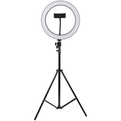 Кільцева світлодіодна LED лампа Flat Ring 10" + tripod 2.1m Black