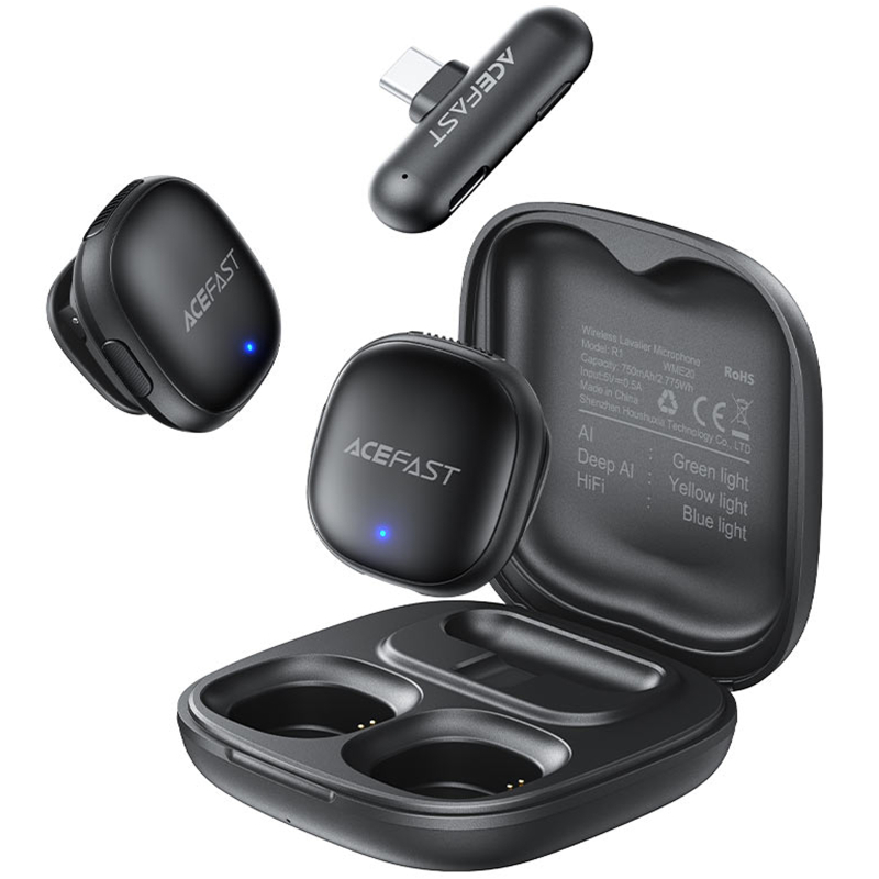 Петличний бездротовий мікрофон Acefast R1 Type-C Black