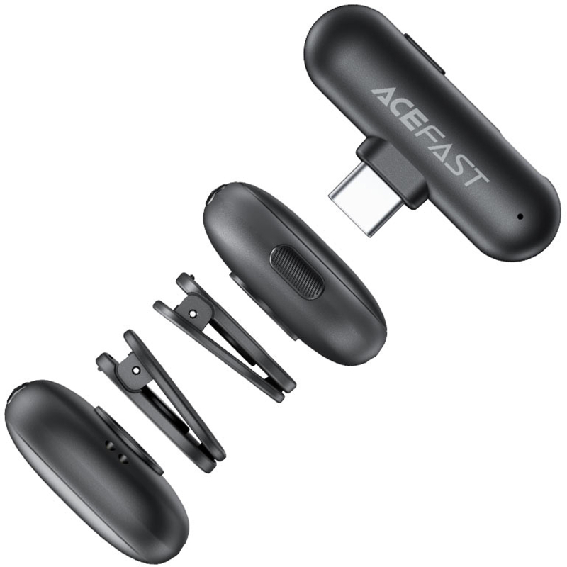 Петличний бездротовий мікрофон Acefast R1 Type-C Black