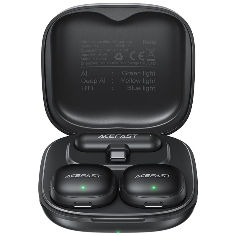Петличний бездротовий мікрофон Acefast R1 Type-C Black