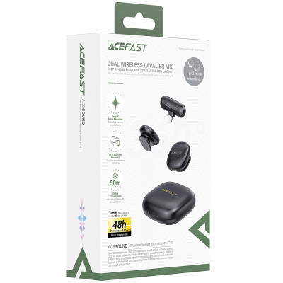Петличний бездротовий мікрофон Acefast R1 Lightning Black