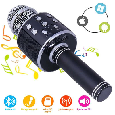Караоке Мікрофон-колонка WS858 Black Караоке Мікрофон-колонка WS858 Black