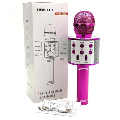 Караоке Мікрофон-колонка WS858 Pink Караоке Мікрофон-колонка WS858 Pink