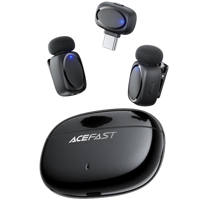 Петличний бездротовий мікрофон Acefast R2 Dual-mic Type-C Black