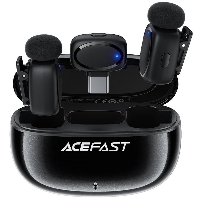 Петличний бездротовий мікрофон Acefast R2 Dual-mic Type-C Black