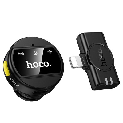 Петличний бездротовий мікрофон Hoco L21 Charm Lightning Black