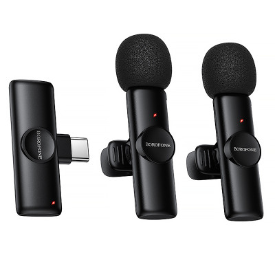 Петличний бездротовий мікрофон Borofone BFK16A Winner dual-mic Type-C Black