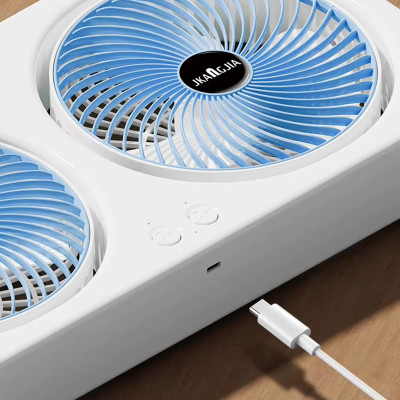 Настільний вентилятор F105 Dual-Fan Design 1800mAh Blue