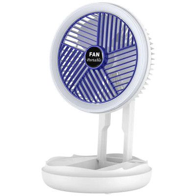 Настільний складний вентилятор Folding Fan 2in1 with Night Light White